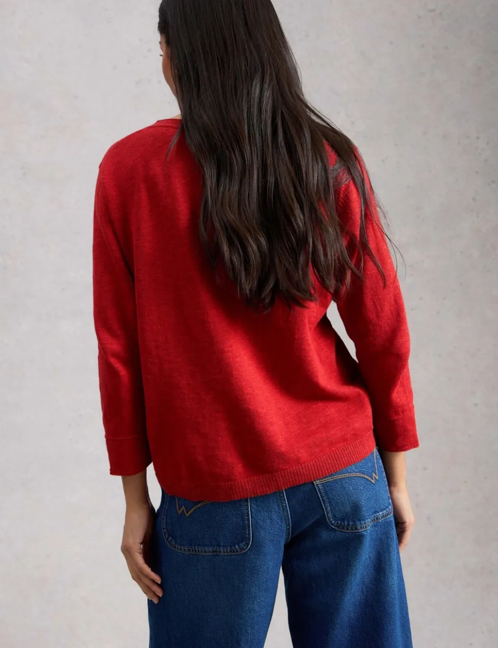Linen Blend V-Neck Jumper