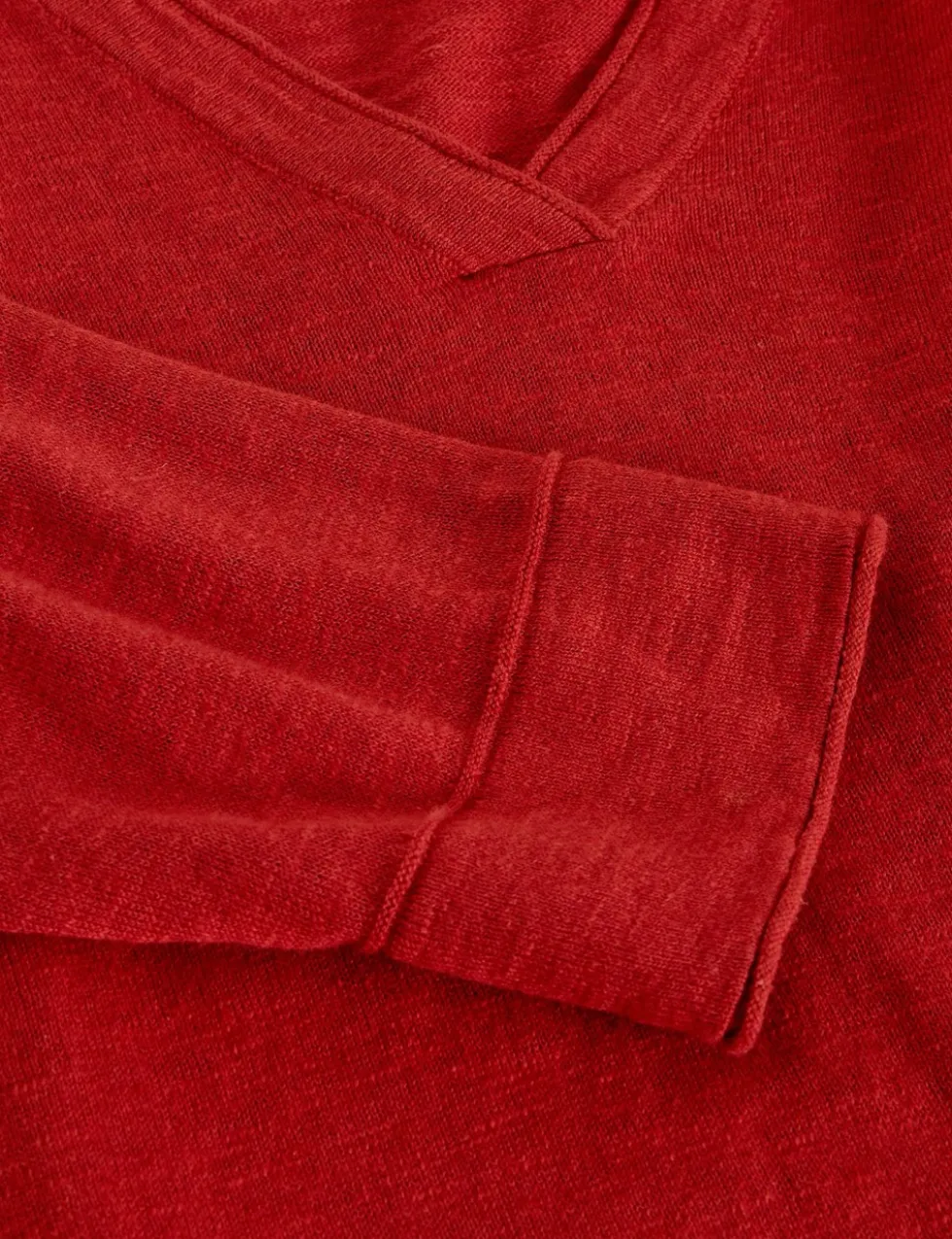 Linen Blend V-Neck Jumper