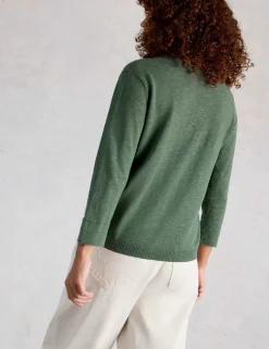 Linen Blend V-Neck Jumper