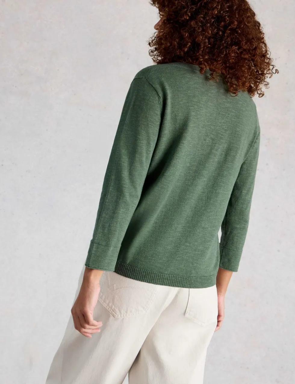 Linen Blend V-Neck Jumper
