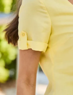 Linen Blend V-Neck Mini Shift Dress