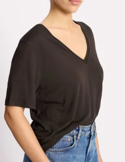 Linen Blend V-Neck T-Shirt