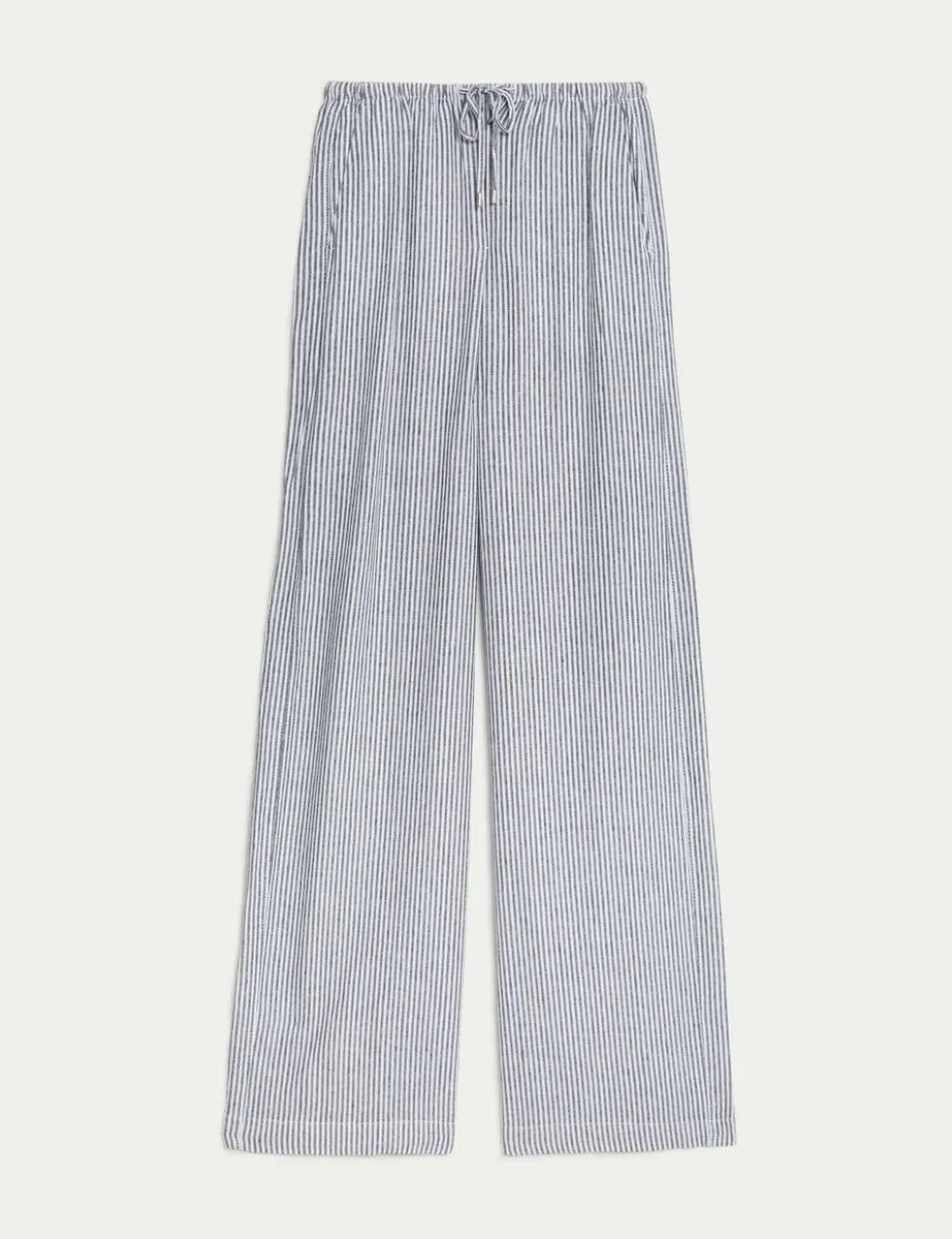 Linen Blend Wide Leg Trousers