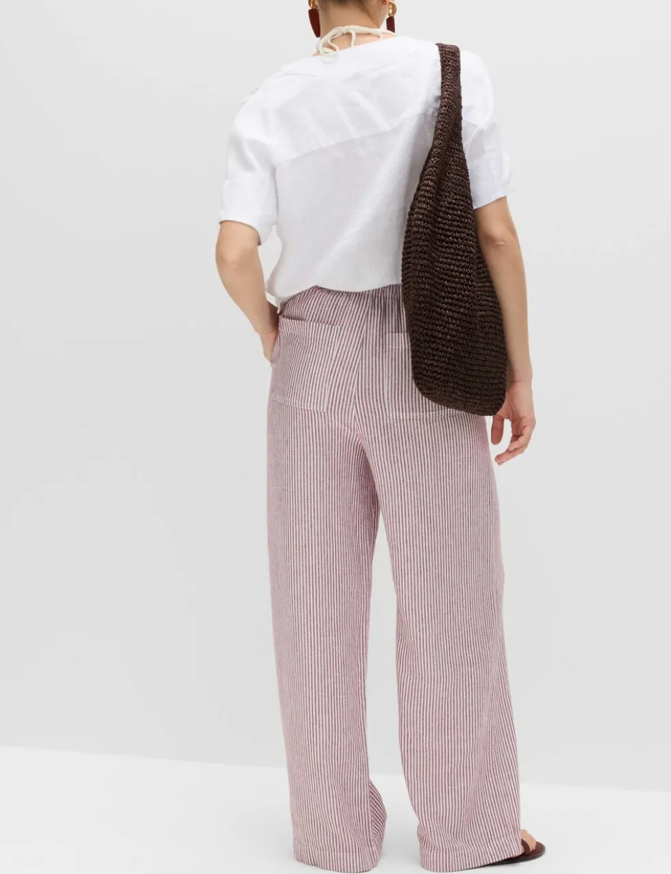 Linen Blend Wide Leg Trousers