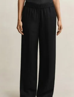 Linen Blend Wide Leg Trousers