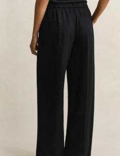Linen Blend Wide Leg Trousers