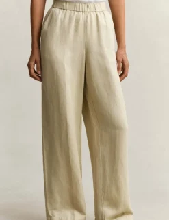 Linen Blend Wide Leg Trousers