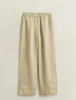 Linen Blend Wide Leg Trousers