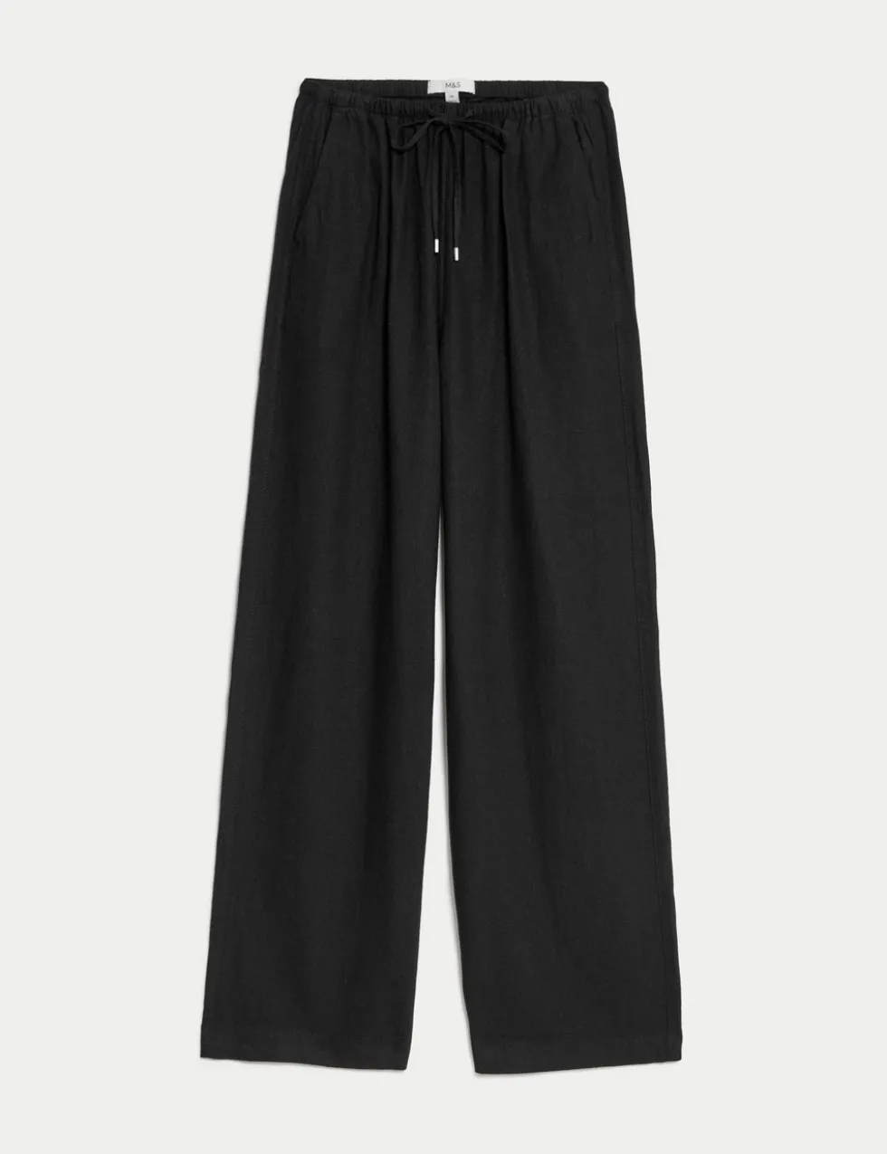 Linen Blend Wide Leg Trousers