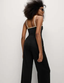 Linen Blend Wide Leg Trousers