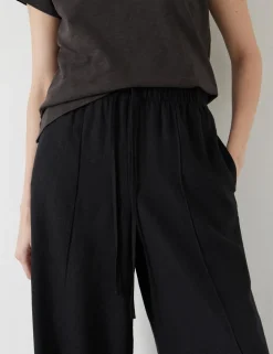 Linen Blend Wide Leg Trousers