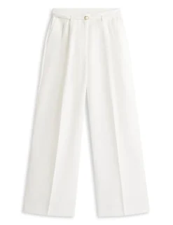 Linen Blend Wide Leg Trousers