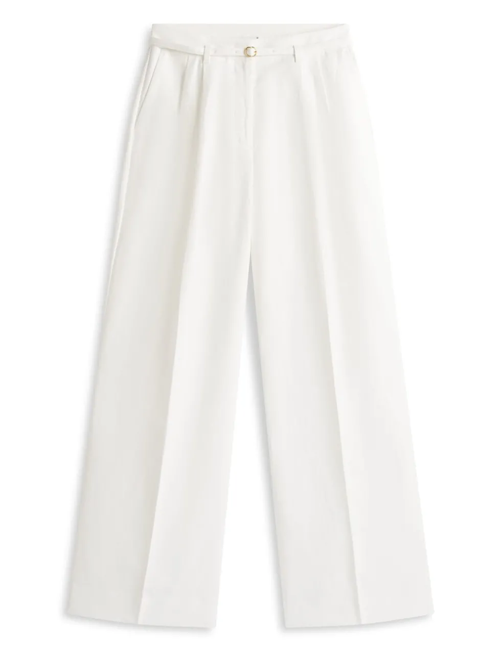 Linen Blend Wide Leg Trousers