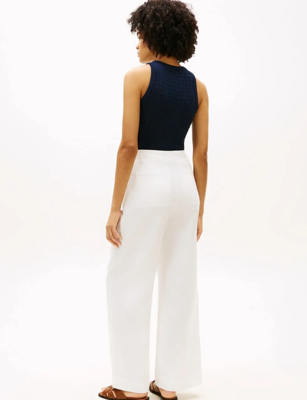 Linen Blend Wide Leg Trousers