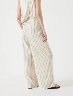Linen Blend Wide Leg Trousers