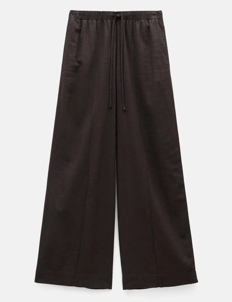 Linen Blend Wide Leg Trousers