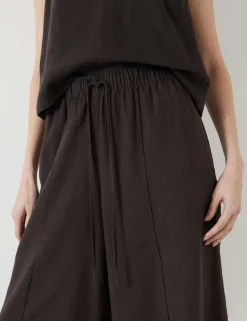 Linen Blend Wide Leg Trousers