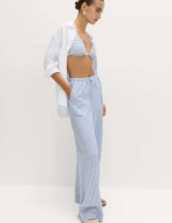 Linen Blend Wide Leg Trousers