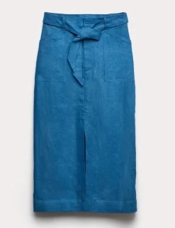 Linen Column Midi Skirt