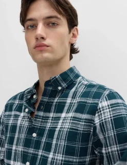 Linen Cotton Blend Check Shirt
