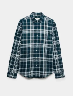 Linen Cotton Blend Check Shirt