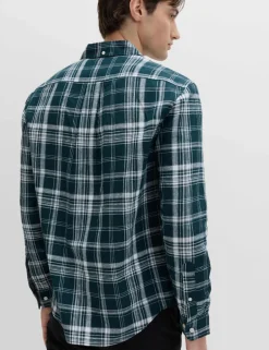Linen Cotton Blend Check Shirt