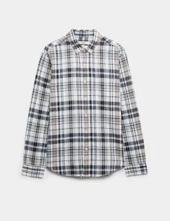 Linen Cotton Blend Check Shirt