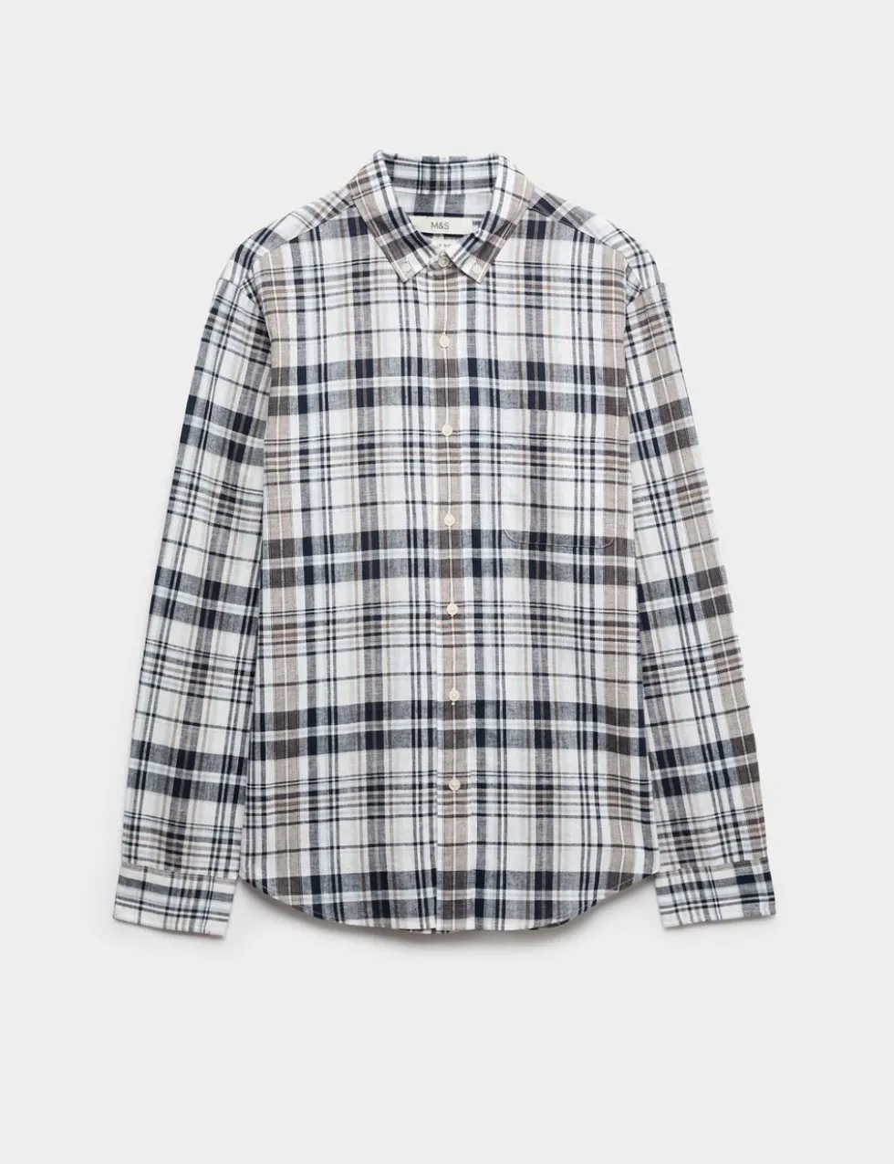 Linen Cotton Blend Check Shirt