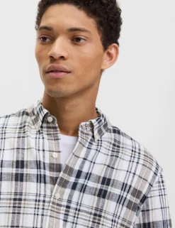 Linen Cotton Blend Check Shirt
