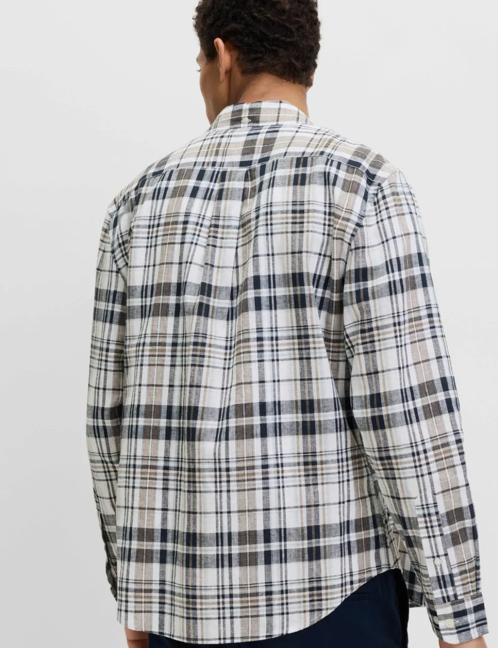 Linen Cotton Blend Check Shirt