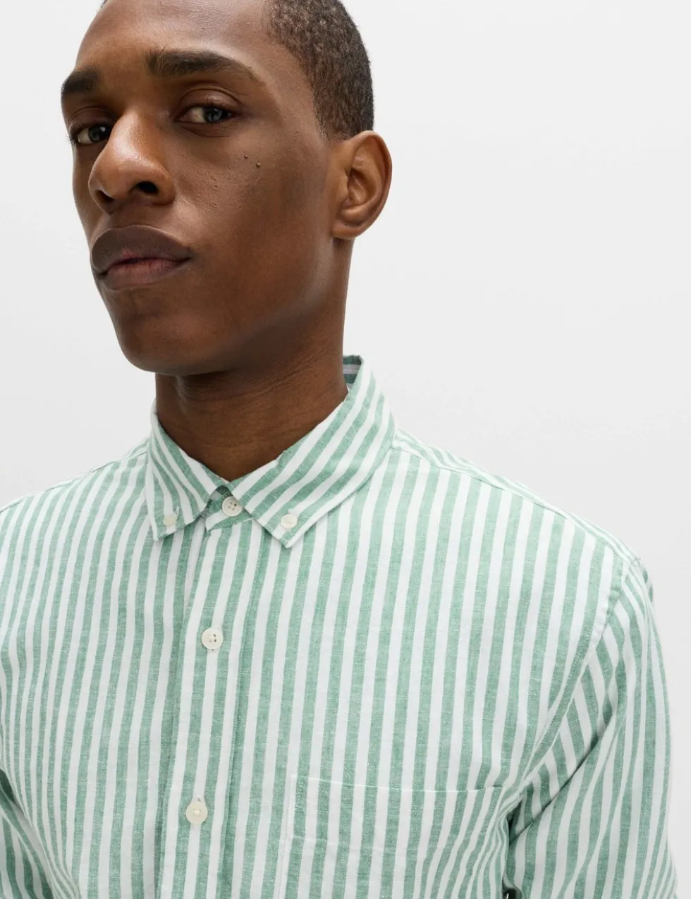 Linen Cotton Blend Striped Shirt
