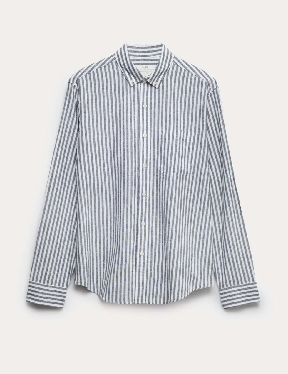 Linen Cotton Blend Striped Shirt