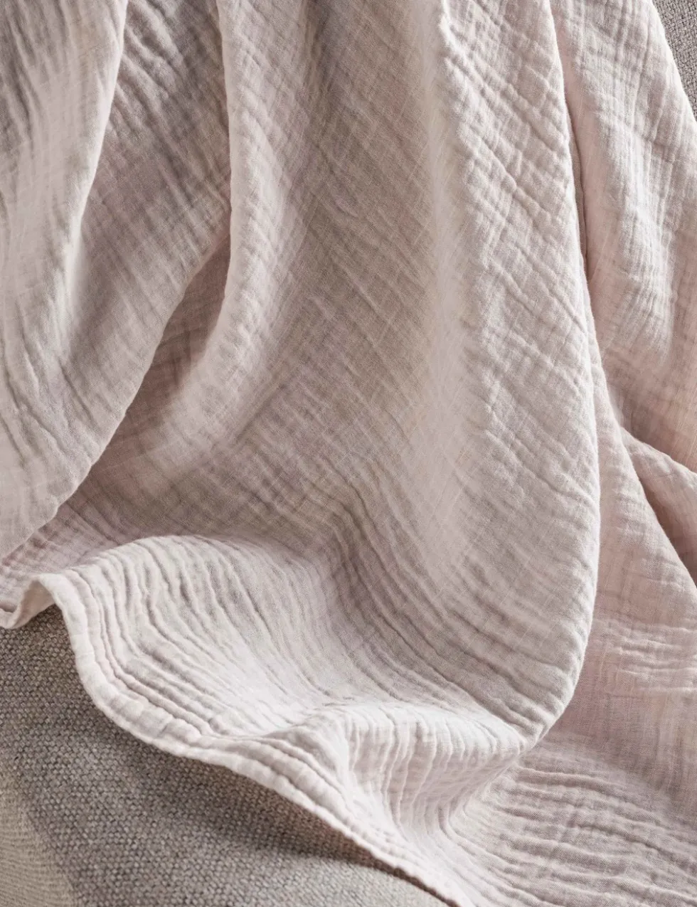 Linen Cotton Blend Textured Throw