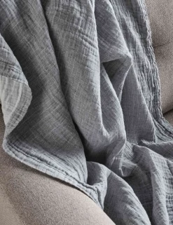 Linen Cotton Blend Textured Throw