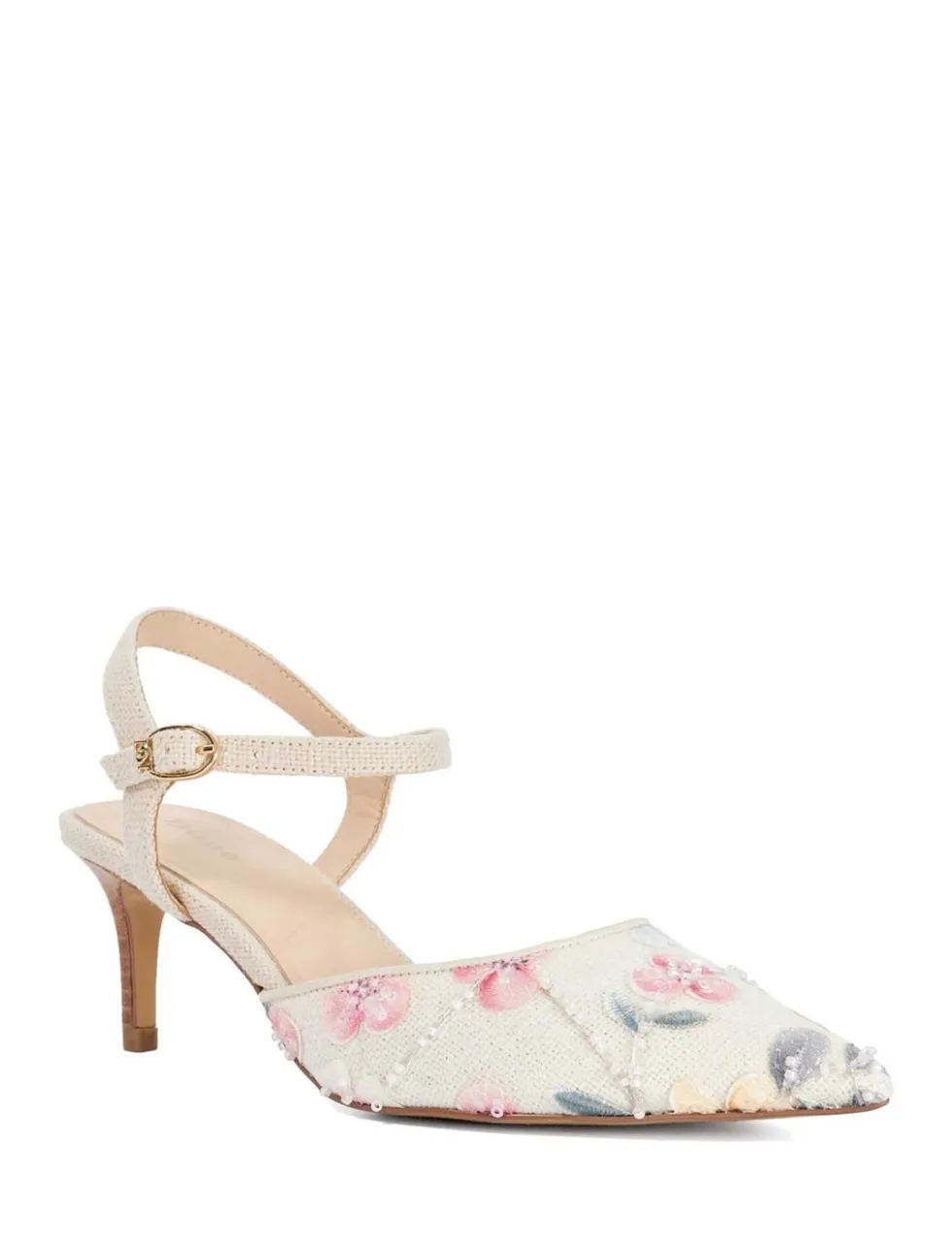 Linen Floral Stiletto Heel Court Shoes