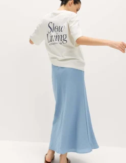 Linen Look Midaxi Slip Skirt