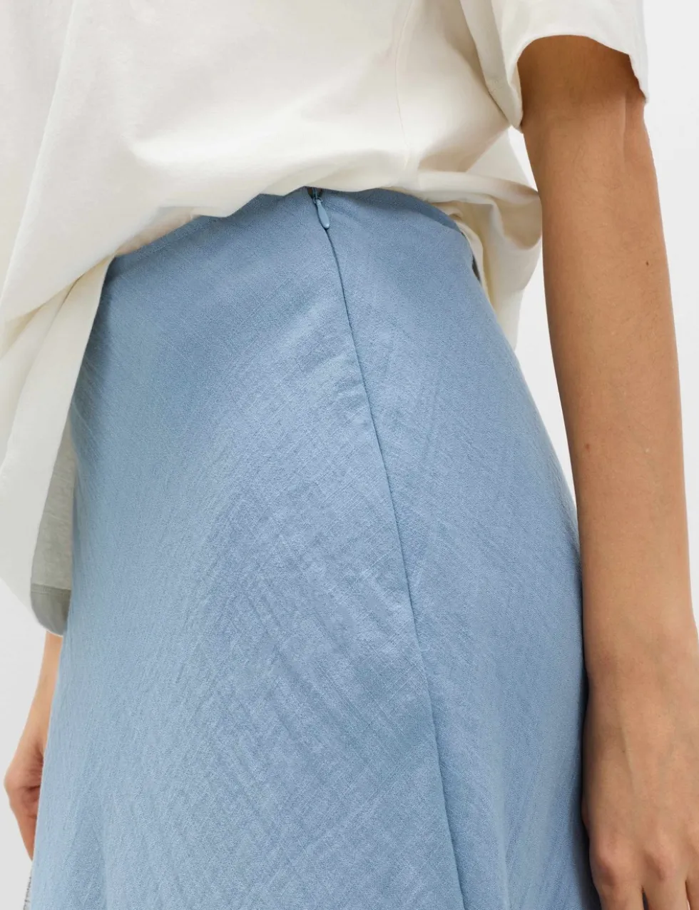 Linen Look Midaxi Slip Skirt