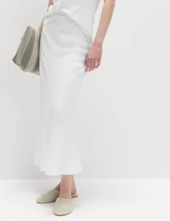 Linen Look Midaxi Slip Skirt