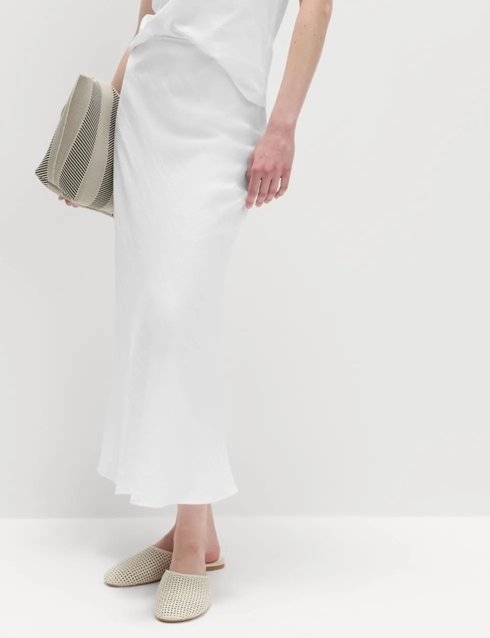 Linen Look Midaxi Slip Skirt