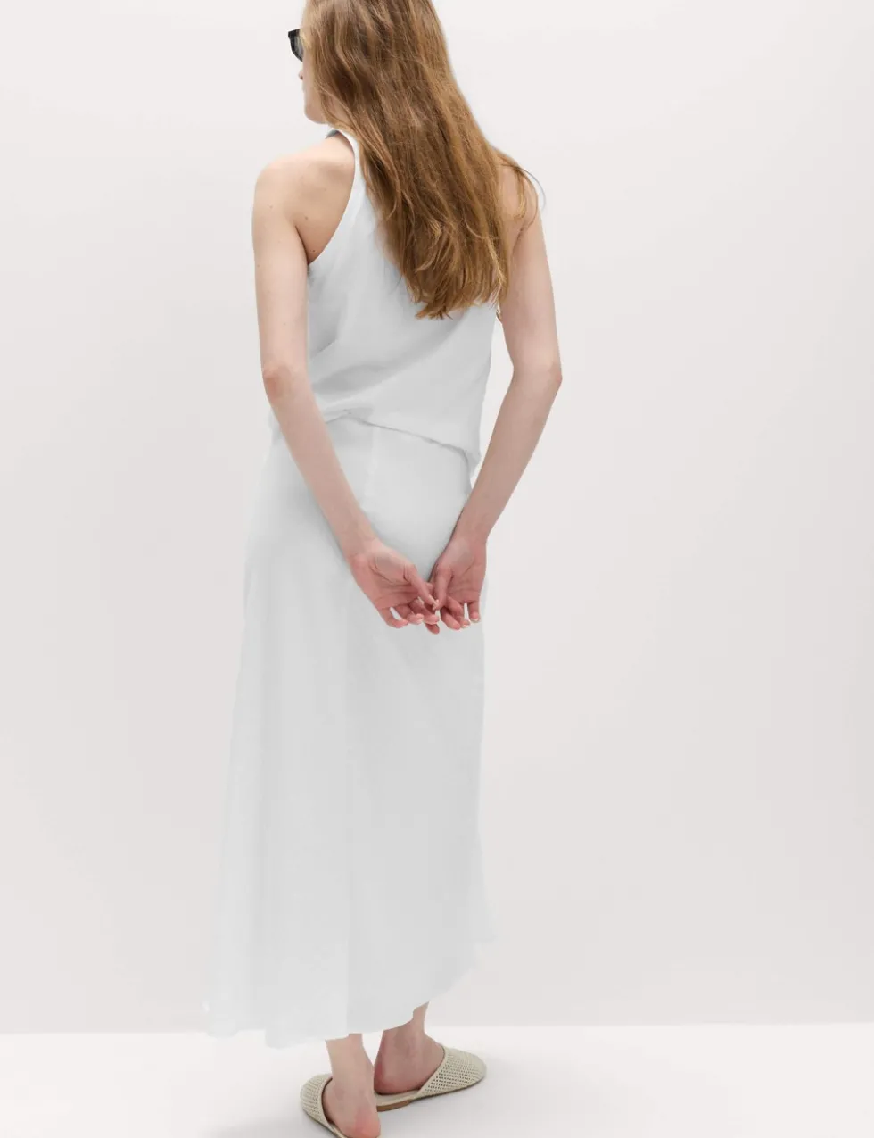 Linen Look Midaxi Slip Skirt