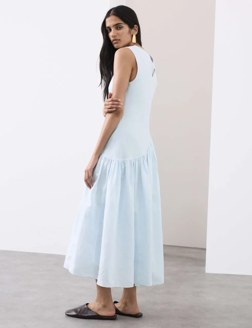 Linen Rich Asymmetric Midaxi Dress