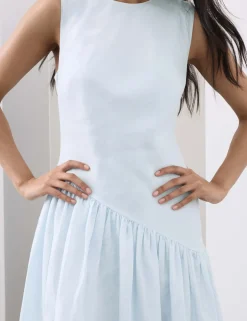 Linen Rich Asymmetric Midaxi Dress