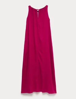 Linen Rich Bead Detail Maxi Shift Dress