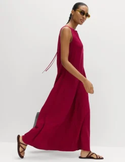 Linen Rich Bead Detail Maxi Shift Dress