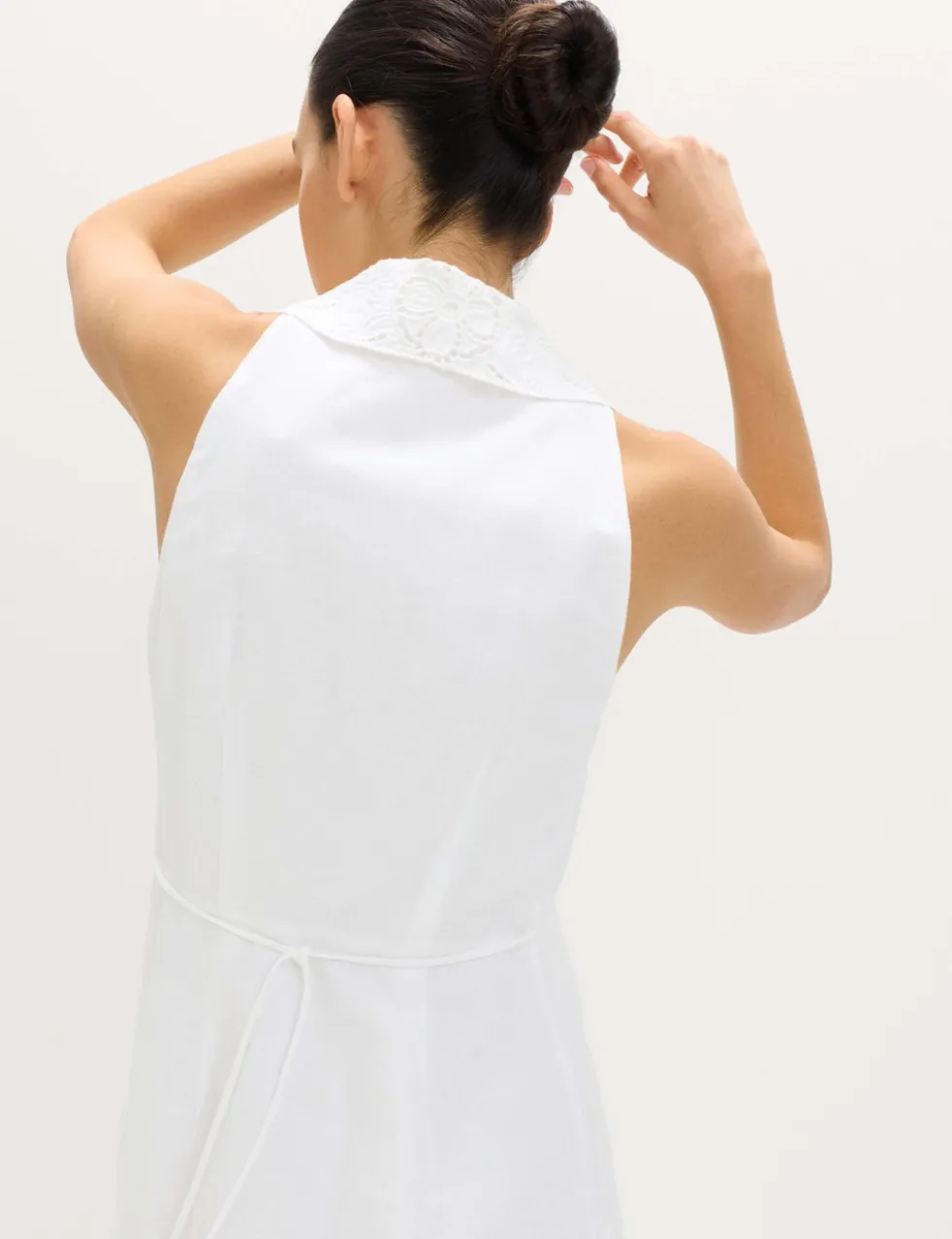 Linen Rich Broderie Midi Shirt Dress