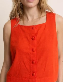 Linen Rich Button Front Tank Top