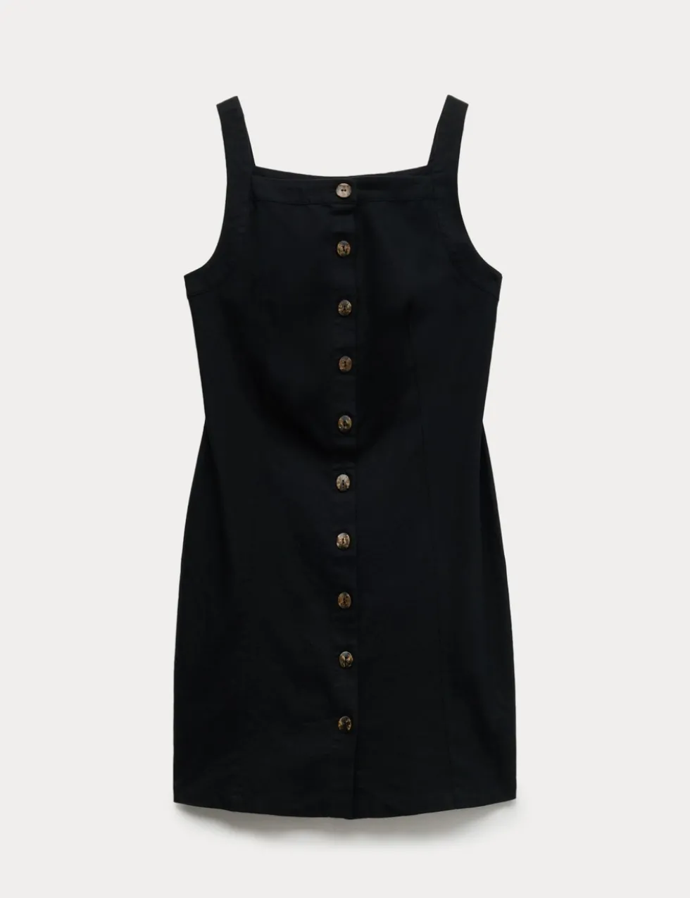Linen Rich Button Through Mini Shift Dress