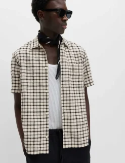 Linen Rich Check Short Sleeve Shirt