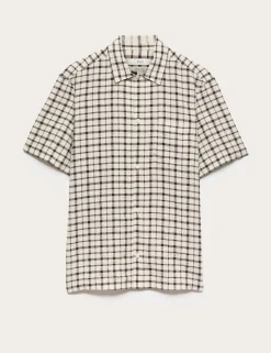 Linen Rich Check Short Sleeve Shirt