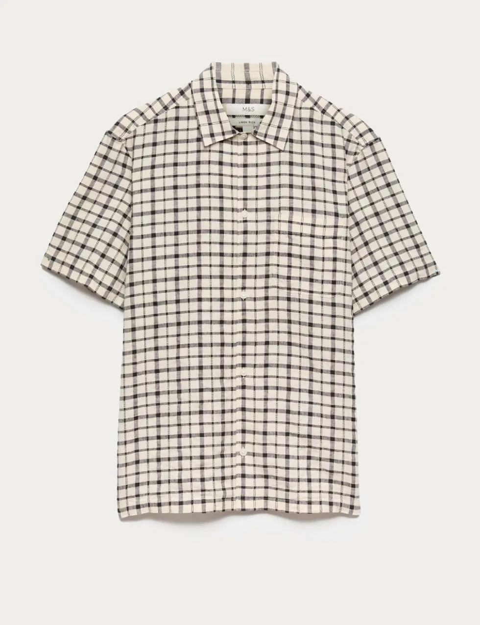Linen Rich Check Short Sleeve Shirt